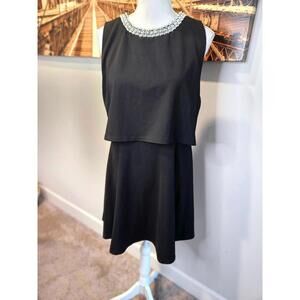 Sophie Rue Black Dress with Beaded Neckline